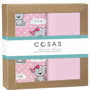 Набір пелюшок Cosas Бязь Girl Bear Rose Dots Malina 80 х 100 2 шт (4822052074626) краща модель в Вінниці