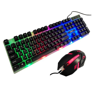 Комплект проводной клавиатура с мышкой KEYBOARD KT-288 Игровая русская с подсветкой