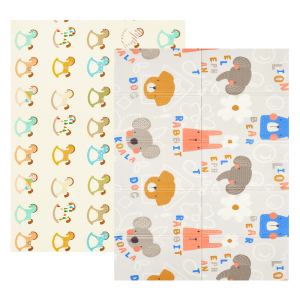 Детский двусторонний развивающий складной термоковрик для ползания POPPET Разноцветные зверята и Игрушечные лошадки 150х200x0.9 см (PP016-150H) ТОП в Виннице