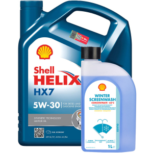 Моторное масло Shell Helix HX7 5W-30 4 л + Shell Winter Screenwash Concentrate -55 °С 1 л (ТОВ-У512762)