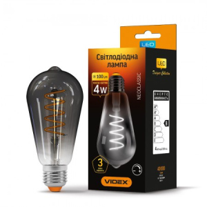 LED лампа VIDEX Filament ST64FGD 4W E27 2100K 220V Диммерная графит (VL-ST64FGD-04272) лучшая модель в Виннице