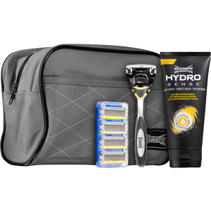 купити Набір Wilkinson Sword Hydro 5 Sense Бритовий верстат + змінні картриджі 5 шт + крем для гоління 177 мл + косметичка (4027800979301)