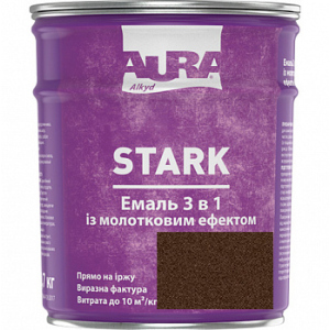 Молотковая эмаль Aura® Stark 3 в 1 темно-коричневый №88 глянец 0.7 кг в Виннице