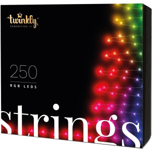 Світлодіодна Smart LED гірлянда Twinkly Strings RGB 250, BT+WiFi, Gen II, кабель IP44 чорний (TWS250STP-BEU) краща модель в Вінниці