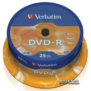 Verbatim DVD-R 4,7 GB 16x Cake 25 шт (43522) краща модель в Вінниці