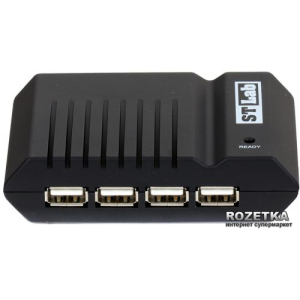 USB USB 2.0 4-х портовий Хаб з блоком живлення STLab (U-181 Black) в Виннице