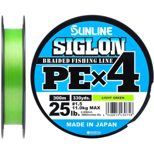 Шнур Sunline Siglon PE х4 300 м # 1.5/0.209 мм 11 кг Салатовий (16580941) рейтинг