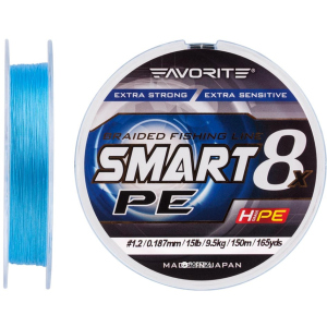 Шнур Favorite Smart PE 8x 150 м # 1.2/0.187 мм 9.5 кг Голубой (16931074) ТОП в Виннице