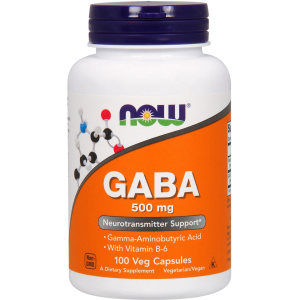 Амінокислота Now Foods GABA (Гама-Аміномасляна Кислота) 500 мг 100 гелевих капсул (733739000873)