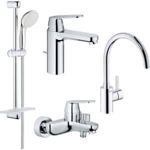 Набір змішувачів GROHE Eurosmart Cosmopolitan 126115MK M-size (23325000+32831000+27926001+32843000) краща модель в Вінниці