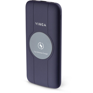 Батарея універсальна Vinga 10000 mAh Wireless QC3.0 PD soft touch purple в Вінниці