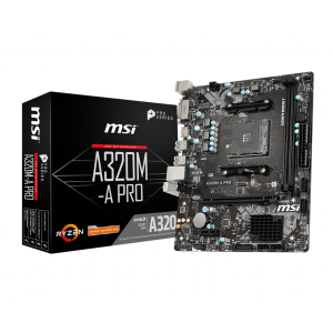 Материнська плата MSI A320M-A PRO AM4 DDR4 SATA3 PCI-E DVI-D/HDMI mATX (180473)