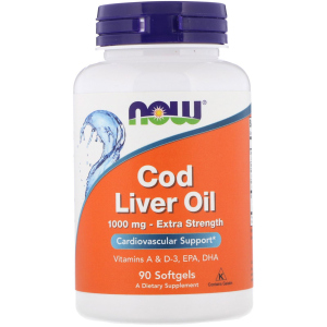 Натуральная добавка Now Foods Cod Liver Oil 1000 мг 90 софт гель (733739017437) ТОП в Виннице