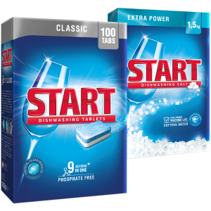 Набор Start Таблетки для посудомоечной машины Classic 100 шт + Соль 1.5 кг (0120061800053)