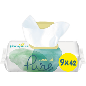 Детские влажные салфетки Pampers Pure Coconut 378 шт (8001841709017) лучшая модель в Виннице