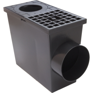 Дощоприймач пластиковий водостічний ZMM-MAXPOL з ґратами з горизонтальним водовідведенням Чорний/Графітовий в Вінниці