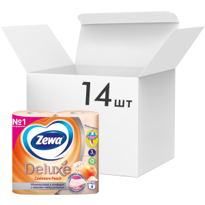 Упаковка туалетного паперу Zewa Deluxe тришаровий аромат Персик 14 шт по 4 рулони (7322540059793) в Вінниці