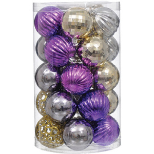 Набор елочных шаров Jumi 6 см 25 шт Золотисто-серебряно-фиолетовый (5900410400252) в Виннице