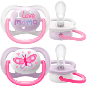 хороша модель Пустушка ортодонтична Philips Avent Ultra Air I love... для дівчаток 0-6 місяців SCF080/02 (8710103949213)