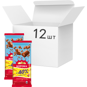 Упаковка шоколада Корона молочного пористого (80 г + 80 г) х 12 шт (7622210662897) краща модель в Вінниці