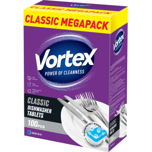 Таблетки для посудомоечных машин Vortex Classic 100 шт (55600020) лучшая модель в Виннице