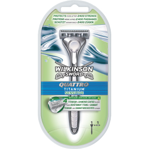 Бритва для гоління Wilkinson Sword Quattro Titanium Sensitive 2 картриджа (4027800536269) краща модель в Вінниці