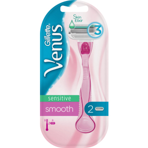 Верстат для гоління жіночий (Бритва) Venus Smooth Sensitive з 2 змінними картриджами (7702018575350) краща модель в Вінниці