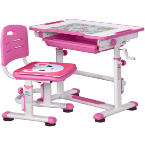 Комплект Evo-kids BD-08 PN стол + стул Белый/розовый