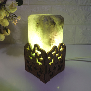 Соляна лампа EcoDecorLamp Прямокутник у дереві Метелики маленький краща модель в Вінниці