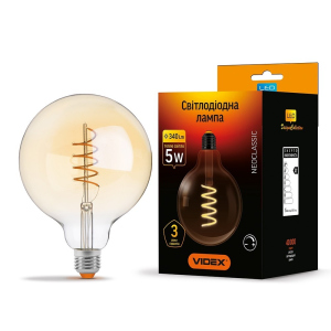 LED лампа VIDEX Filament G125FASD 5W E27 2200K дімерна бронза надійний