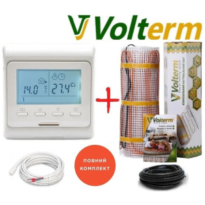 Кабельний мат Volterm Hot Mat 1,3м²/210Вт/ 180Вт/м² тепла підлога електрична під плитку з програмованим терморегулятором E51 ТОП в Вінниці