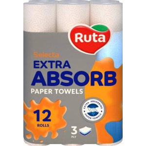 Паперові рушники Ruta Selecta 12 рулонів 3 шари білі (4820202894254)