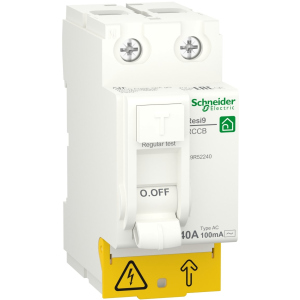 Дифференциальный выключатель нагрузки Schneider Electric RESI9 40 A, 100 мА, 2P, тип АС лучшая модель в Виннице