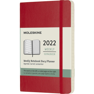 Еженедельник Moleskine 2022 9 х 14 см 144 страницы Красный Мягкий (8056420855852) в Виннице