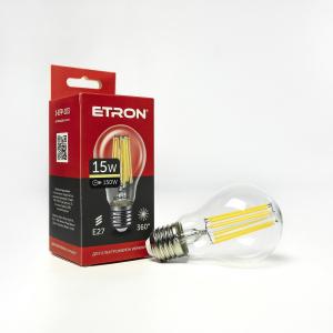 LED лампа ETRON Filament 1-EFP-103 A60 15W 3000K E27 краща модель в Вінниці