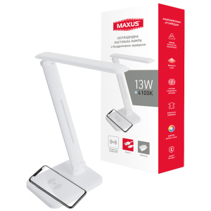 Настільна лампа Maxus DL 13W 4100K WH Wireless charger в Вінниці