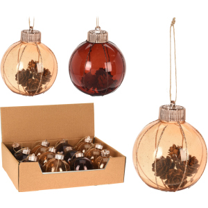 Набор елочных шаров Christmas Decoration 8 см 12 шт коричневые с шишками (ABJ432750) ТОП в Виннице