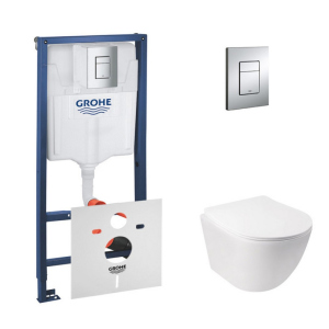 Набор инсталляция 4 в 1 Grohe Rapid SL 38772001 + унитаз с сиденьем Qtap Jay QT07335176W лучшая модель в Виннице