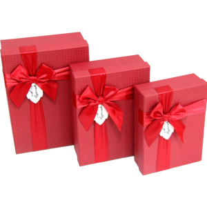 Набор подарочных коробок Ufo Red картонных 3 шт Красных (A131014 Набор 3 шт RED прям) лучшая модель в Виннице