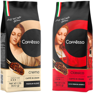 Набір кави в зернах Coffesso Classico 500 г + Coffesso Crema 500 г (2300000010107) в Вінниці