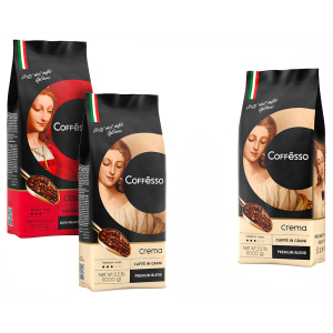 Набір кави в зернах Coffesso Crema 1000 г х 2 шт + Coffesso Classico 1000 г безкоштовно (2300000010268) краща модель в Вінниці