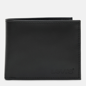 Чоловіче шкіряне портмоне Levi's Wordmark Bifold With Coin Pocket 233685-4-59 Regular Black (7613417894815)