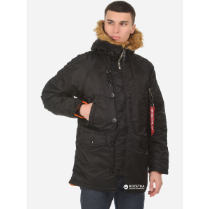 Парка Alpha Industries Slim Fit N-3B Parka XS Black/Orange лучшая модель в Виннице