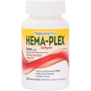 хорошая модель Комплекс с железом Hema-Plex, Iron, Nature's Plus, 60 Мягких Желатиновых Капсул (097467376915)