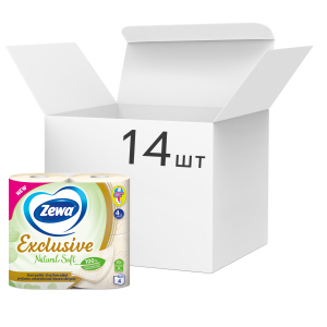 Упаковка туалетного паперу Zewa Natural Soft біло-кремовий 4 шари 14 упаковок по 4 рулони (7322541449159) рейтинг