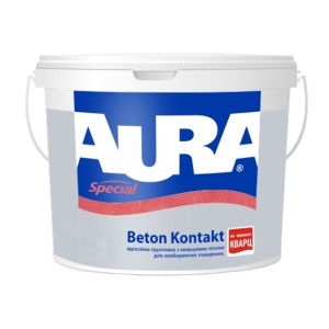 Грунтовка адгезионная Aura Beton Kontakt Розовый 2,85 л - с кварцевым песком для невпитывающих поверхностей в Виннице