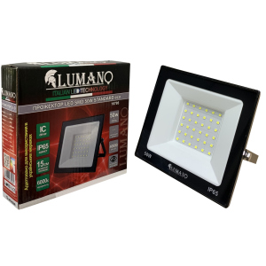 Прожектор LED SMD 50W 6000K (L-15см з радіатором) STANDARDeco чорний LUMANO краща модель в Вінниці