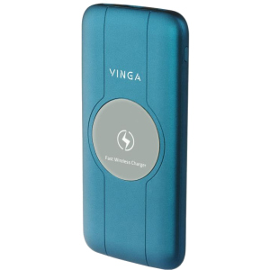 УМБ Vinga Wireless QC3.0 PD Soft Touch 10000 mAh Blue (BTPB3510WLROBL) ТОП в Вінниці