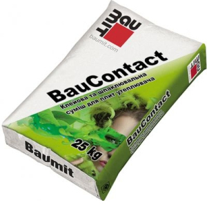 хороша модель Клей-шпаклівка для приклеювання та захисту МВ та ППС теплоізоляційних плит Baumit BauContact 25кг