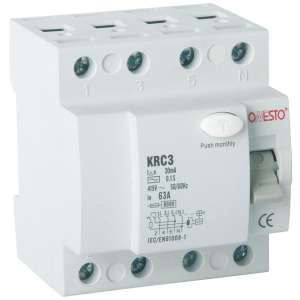 Дифференциальное реле ONESTO 3п+N 25А RCD 30mA тип AC (KRC3) (6990150204110) в Виннице